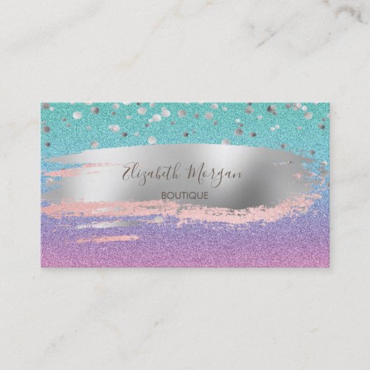 Moderner Glitzer Ombre, Gold Confetti, Brush Strok Visitenkarte (Vorderseite)