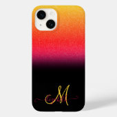 Moderner Glitzer Ombre Monogram Black Case-Mate iPhone Hülle (Rückseite)