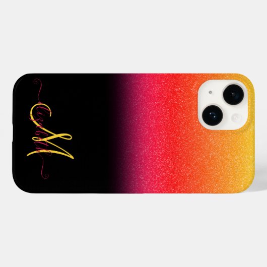 Moderner Glitzer Ombre Monogram Black Case-Mate iPhone Hülle (Rückseite (Horizontal))