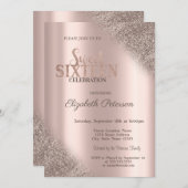Moderner Glitzer Ombre Rose Gold Sweet 16 Einladung (Vorne/Hinten)