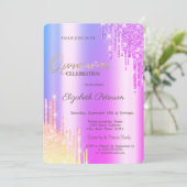 Moderner Glitzer Ombre Violet Tropfen Einladung (Stehend Vorderseite)