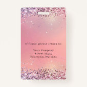 Moderner Glitzer Pink Mitarbeiter Foto ID Abzeiche Ausweis (Rückseite)