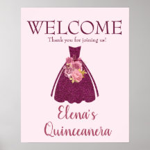 Moderner Glitzer Quinceañera Willkommen