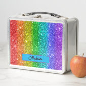 Moderner Glitzer Rainbow Name Metall Brotdose (Beispiel)