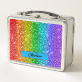 Moderner Glitzer Rainbow Name Metall Brotdose (Vorderseite)