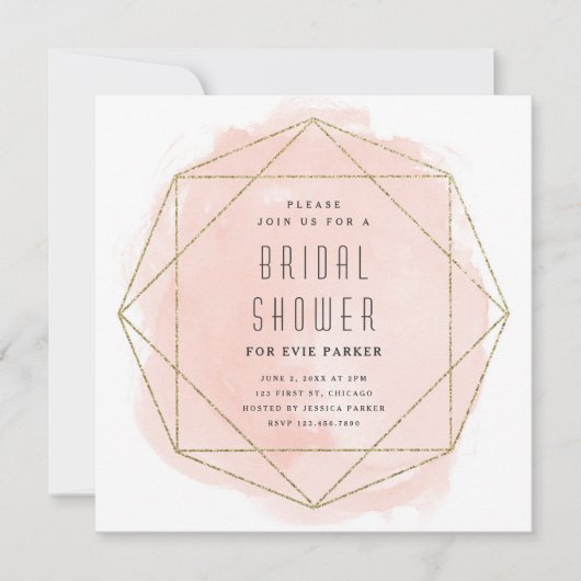 Moderner Glitzer Rosa Aquarell Brautparty Einladung (Vorderseite)