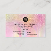 Moderner Glitzer rosa Regenbogen eingetönt Marmorb Visitenkarte (Rückseite)
