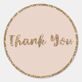 Moderner Glitzer Rose Gold Blush Glam Vielen Dank Runder Aufkleber