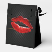 Moderner Glitzer Rote Lippen, Schwarz Geschenkschachtel (Rückseite)