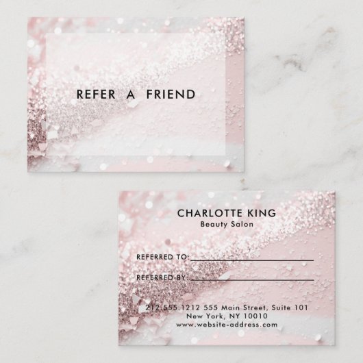 Moderner Glitzer Salon Rabattkarte (Vorne/Hinten)