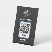 Moderner Glitzer Salon Scan to Pay Zelle Qr Code Sockelschild (Vorderseite)