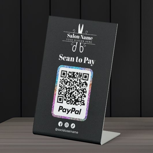 Moderner Glitzer Salon Scan zu Paypal Qr Code zu z Sockelschild