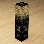 Moderner Glitzer schwarz und gold 40. Geburtstag Weinbox<br><div class="desc">Moderne Glitzer Schwarz und Gold 40. Geburtstagsgeschenk. Teil einer eleganten Sammlung.</div>