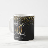 Moderner Glitzer Schwarz und Gold 40. Kaffeetasse (Vorderseite Links)