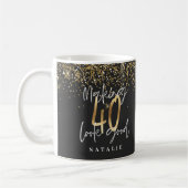 Moderner Glitzer Schwarz und Gold 40. Kaffeetasse (Links)