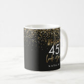 Moderner Glitzer Schwarz und Gold 45 Stunden Gebur Kaffeetasse (VorderseiteRechts)