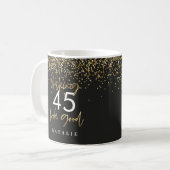 Moderner Glitzer Schwarz und Gold 45 Stunden Gebur Kaffeetasse (Vorderseite Links)