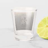 Moderner Glitzer Schwarz und Gold 50. Geburtstag  Schnapsglas (Rückseite)