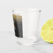 Moderner Glitzer Schwarz und Gold 50. Geburtstag  Schnapsglas (Rechts)