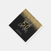 Moderner Glitzer Schwarz und Gold 50. Geburtstag Serviette (Ecke)