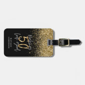 Moderner Glitzer Schwarz und Gold 50. Gepäckanhänger (Vorderseite horizontal)
