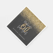Moderner Glitzer Schwarz und Gold 60. Geburtstag Serviette (Ecke)
