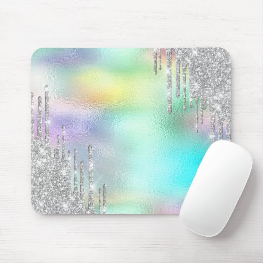 Moderner Glitzer Silver Tropfens Holographic Mousepad (Mit Mouse)