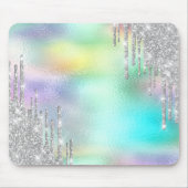 Moderner Glitzer Silver Tropfens Holographic Mousepad (Vorne)