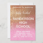 Moderner Glitzer Sparkle Foto Abschluss Rosa Einladung (Rückseite)