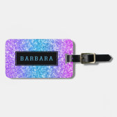 Moderner Glitzer Textur Schwarz Akzent Gepäckanhänger (Vorderseite horizontal)