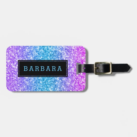 Moderner Glitzer Textur Schwarz Akzent Gepäckanhänger (Vorderseite horizontal)