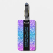 Moderner Glitzer Textur Schwarz Akzent Gepäckanhänger (Rückseite vertikal)