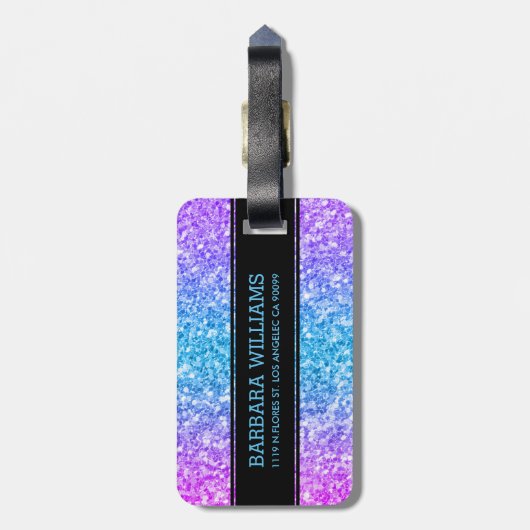 Moderner Glitzer Textur Schwarz Akzent Gepäckanhänger (Rückseite vertikal)