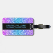 Moderner Glitzer Textur Schwarz Akzent Gepäckanhänger (Rückseite horizontal)