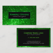 Moderner Glitzer und Glitzern in Schwarz und Grün Visitenkarte (Vorne/Hinten)