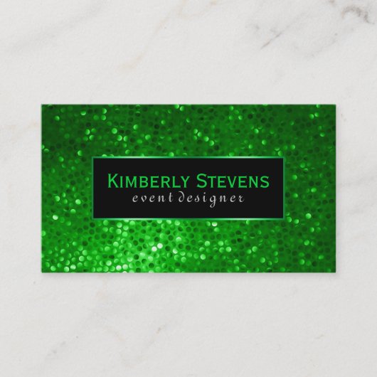 Moderner Glitzer und Glitzern in Schwarz und Grün Visitenkarte (Vorderseite)