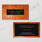 Moderner Glitzer und Glitzern in Schwarz und Orang Visitenkarte (Vorne/Hinten)