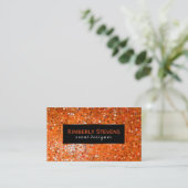 Moderner Glitzer und Glitzern in Schwarz und Orang Visitenkarte (Stehend Vorderseite)