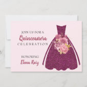 Moderner Glitzer von Quinceañera - QR-Kodex Einlad Save The Date (Vorderseite)