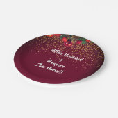 Moderner Glitzer Weihnachts-Feliz Navidad Pappteller (Schrägansicht)