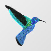Moderner glitzernder blauer Kolibri Fensteraufkleber (Blatt)