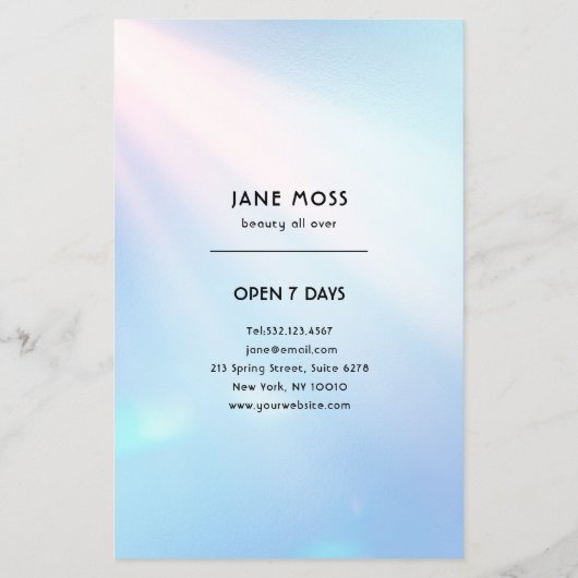 Moderner Glow Salon Flyer (Hinten)