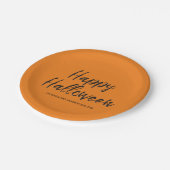 Moderner glücklicher Halloween-bestickter Schwarze Pappteller (Schrägansicht)