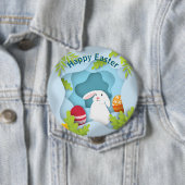 Moderner glücklicher Osterhase I 3D-Oster-Ei-Desig Button (Beispiel)