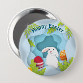 Moderner glücklicher Osterhase I 3D-Oster-Ei-Desig Button (Vorne & Hinten)