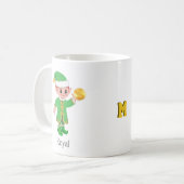 Moderner Glücks-Elf mit Kalligrafie & Monogramm Kaffeetasse (Vorderseite Links)