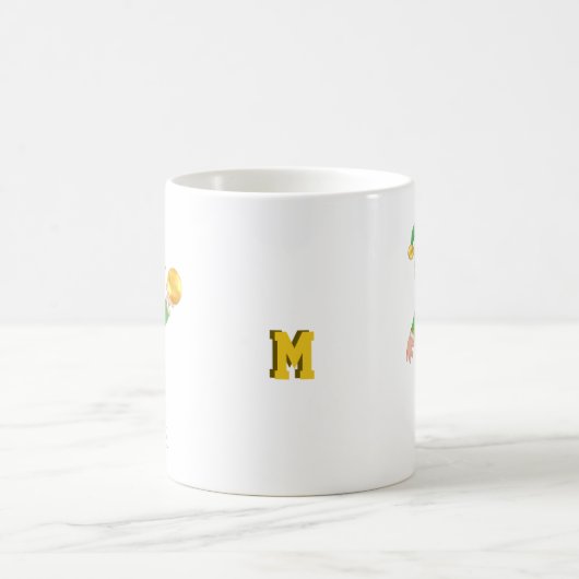 Moderner Glücks-Elf mit Kalligrafie & Monogramm Kaffeetasse (Mittel)