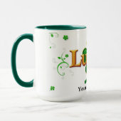 Moderner Glücks-Grün gemusterter Shamrock Tasse (Links)