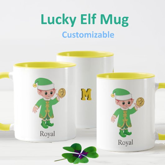 Moderner Glückseliger Elf mit Kalligrafie & Monogr Tasse