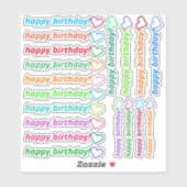 Moderner "Glückstag!" + Herzform Kontur Aufkleber (Blatt)